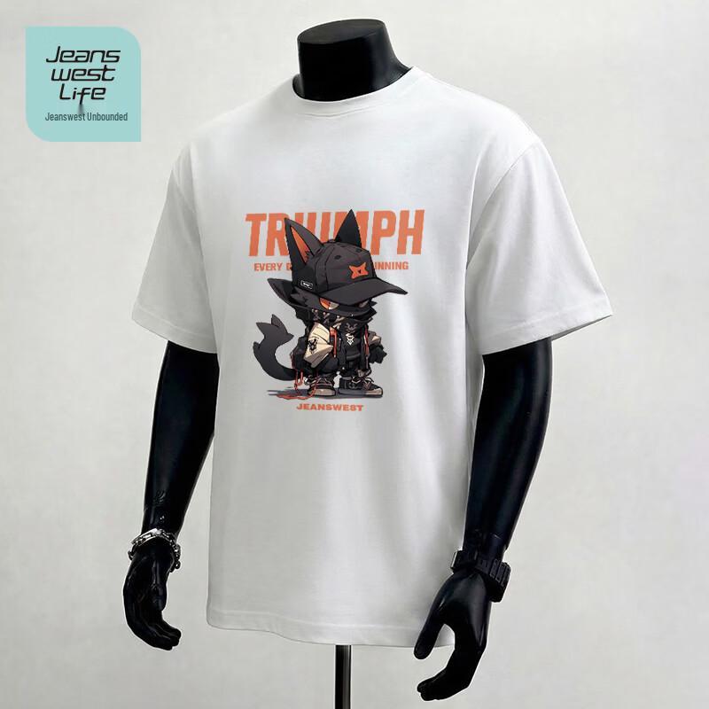 JEANSWEST LIFE Men s Cartoon Cat Graphic Cotton T-Shirt 5XL
