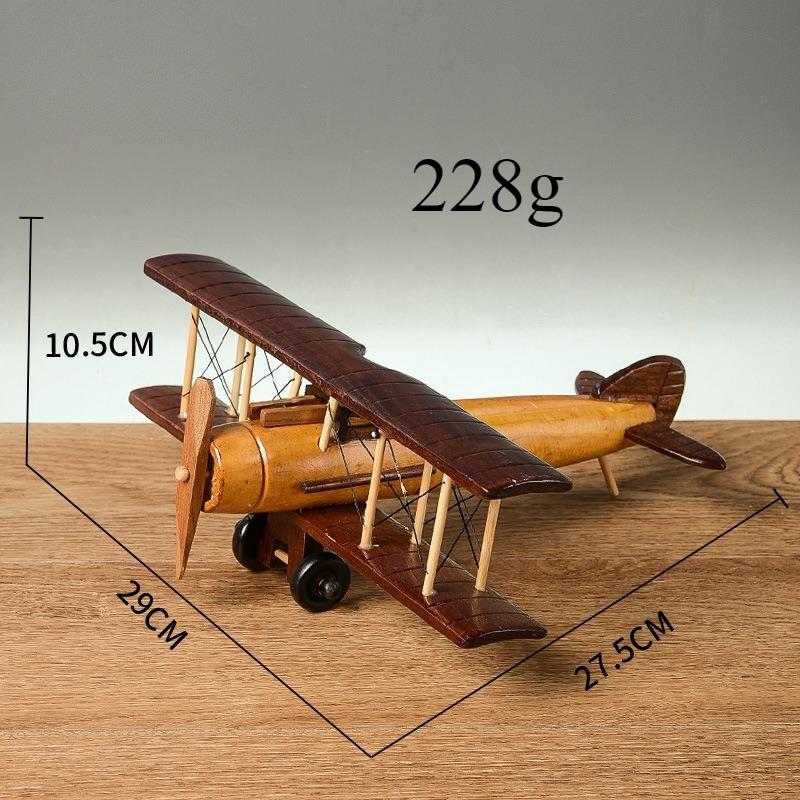 Modellino di Aereo Retro in Legno Fatto a Mano Vintage Decorazione da Scrivania Creativa Ornamenti Artigianali in Legno Unici per Interni Casa Ufficio