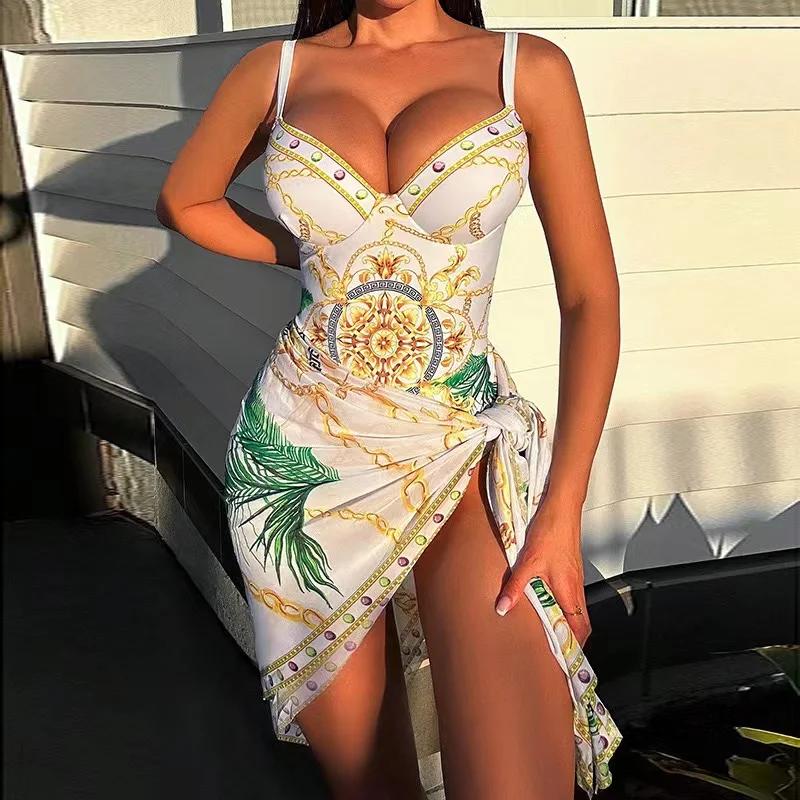 2025 Luxury New Two Piece Women Bikini Set Push Up Floral Printed Bikini Strappy Bandage Swimwear Brazilian Biquini Bathing Suit