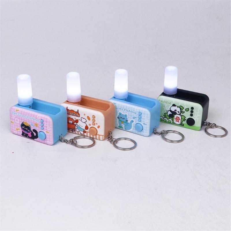 Interactive LED Keyring For Evening Key Finding And Finger Exercise Shatterproof Plastic Construction Keychain