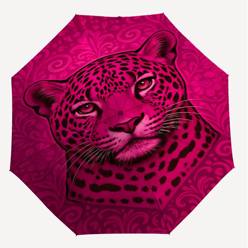 1PC leopard pattern Automatic Open/Close Umbrella Compact Folding Umbrella with 8-Rib Shaft lightweight esign, Fashion Lovers1241A
