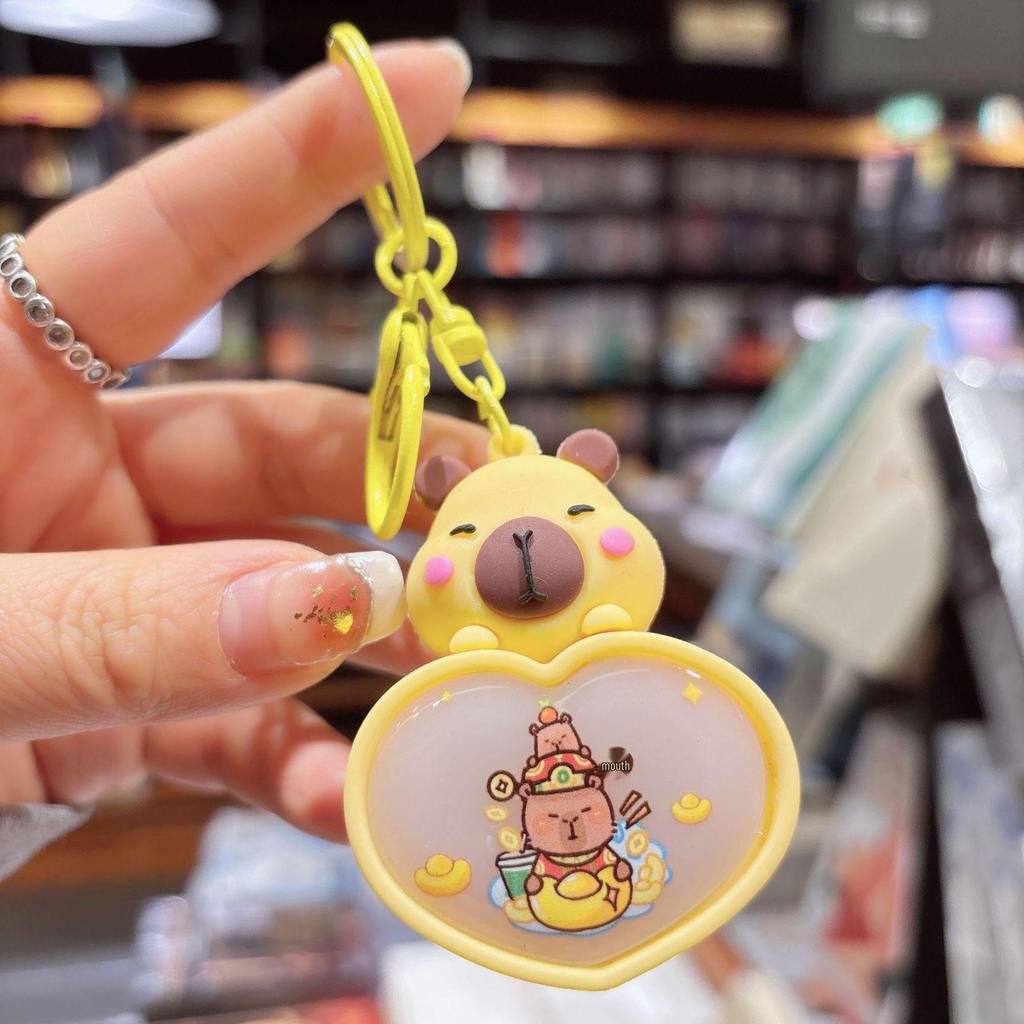 Glowing Capybara Night Light Keychain - Cute Cartoon Pendant