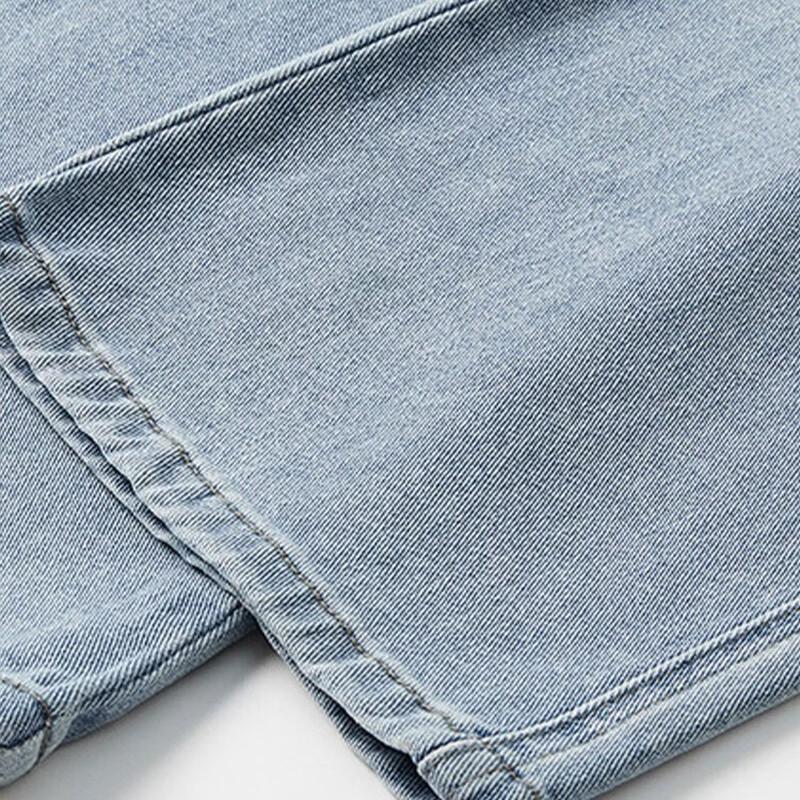 Zhenweis Men's Casual Drawstring Wide-Leg Jeans