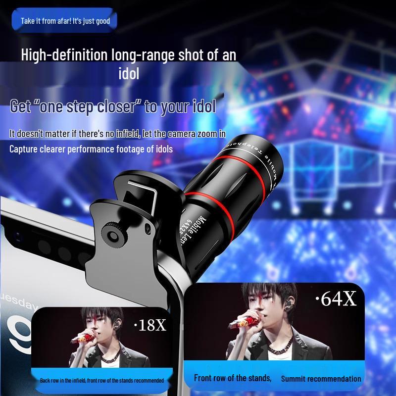 

64-кратний телеоб єктив для мобільної фотографії - HD 28-кратний зум із захистом від тремтіння 18x Inner Rear Standard