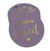 Inkdotpot 100 - Confezione da 100 etichette in carta stagnola color oro vero Love Is Sweet bomboniera da appendere