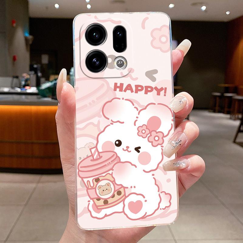 

Phone Case For OPPO Find X9 5G Find X 9 Fashion Cute Milk Tea Rabbit Pattern Shell Soft TPU Transparent Shockproof Cover OPPO Find X9 5G