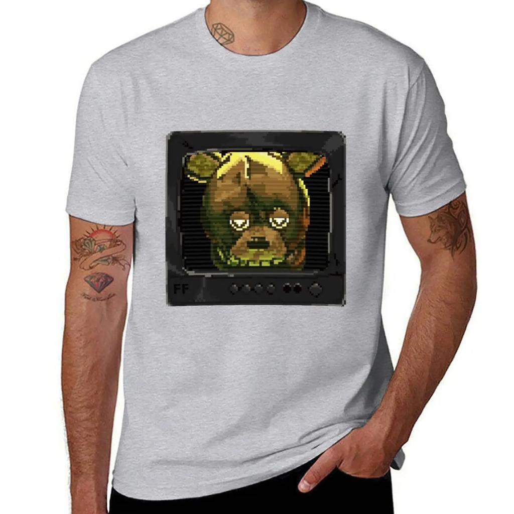 Springtrap head CCTV pixel illustration TShirt Aesthetic clothing tees quick drying Blouse shirts men graphic