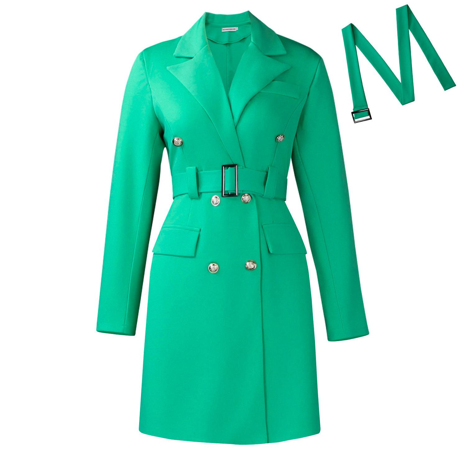 

New Autumn-winter Long-sleeved, Flared, Business Casual Double-buttoned Solid-color Dress Suit with Skirt XXXL