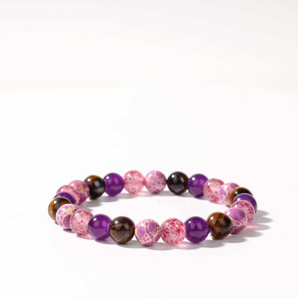 Purple Sea Sediment Jasper Amethyst And Tiger Eye Beaded Bracelet Mystic Fashion Jewelry For Men And Women Daily Wear Simple Versatile Accessory