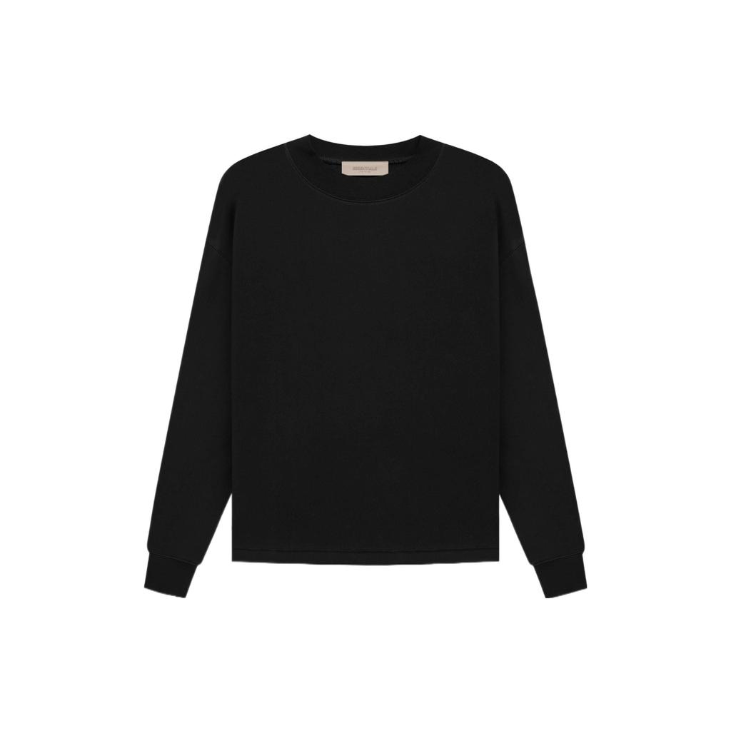 Essentials SS22 Girocollo Rilassato Elasticizzato Limo Monocolore Tessuto Ricamato Collo Tondo Comodo Pile Per Unisex Nero FOG-SS22-988