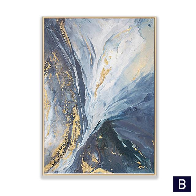 Moderne Poster Abstrakte Marmor Textur Leinwand Druck Malerei Blaue Tinte Poster Und Drucke Nordic Wand Bilder Wohnzimmer Dekor