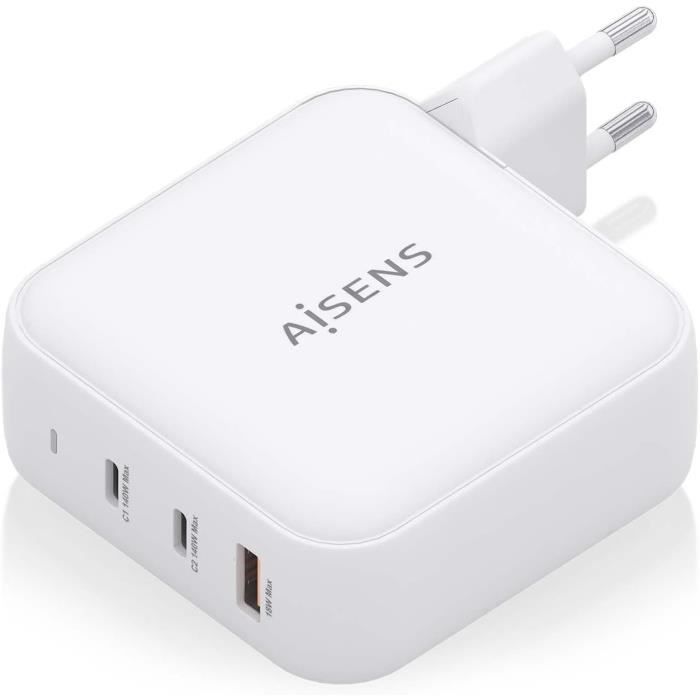 Chargeur Mural - Aisens - ASCH-140W3P030-W - 140 W - USB X 1 - USB-C X 2 - Charge Rapide