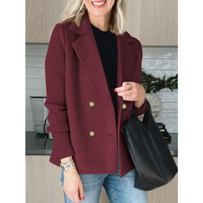 Women S Plus Size Double Breasted Long Sleeve Blazer Coat Solid Color