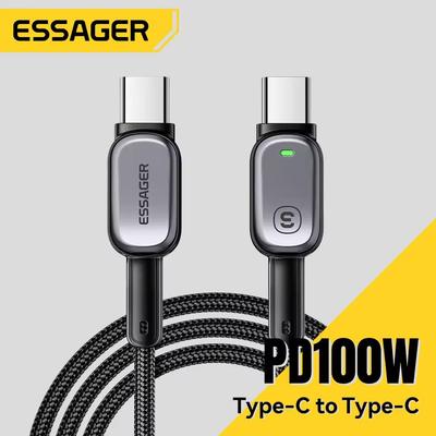 Essager LED 100W Typ C zu Typ C Kabel Für iPhone 16 15 Xiaomi Huawei 5A/3A PD Schnelle Lade für Macbook iPad Pro Tablet Laptop