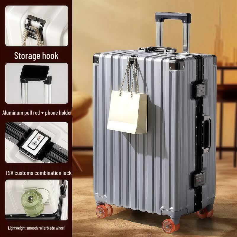 ZhiNaShi Multi-functional Luggage with Skate Wheels & Phone Holder 20 inches