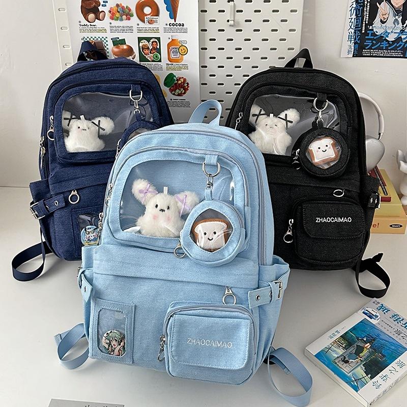 New Cute Transparent Pain Bag Girl's Heart Is High  High School Students' Schoolbags and Large Capacity Backpacks.