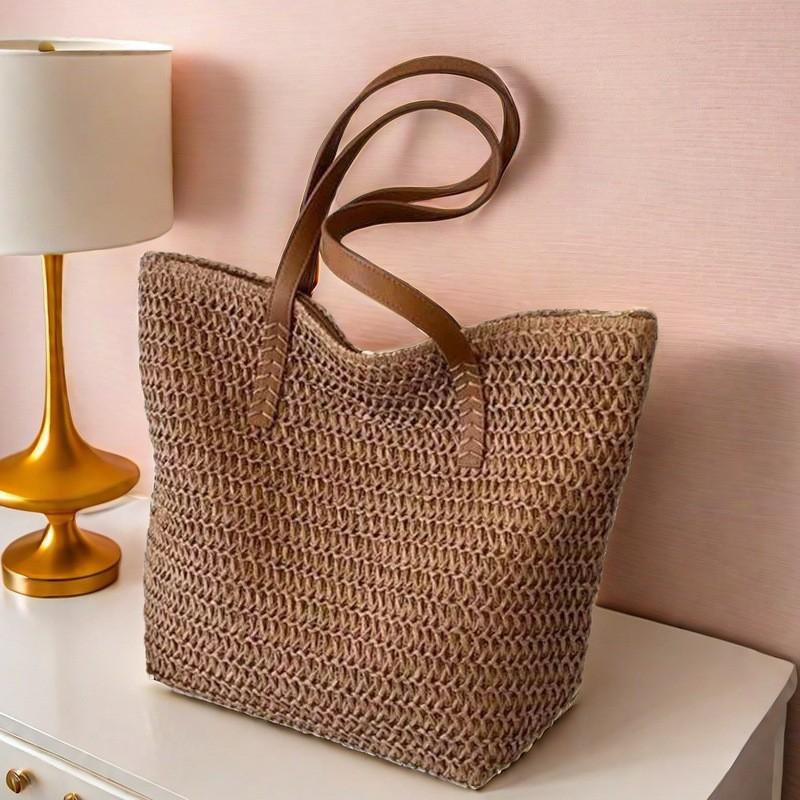 

Single-shoulder Large-capacity Straw Woven Bag Simple Hand-woven Commuting Tote Vacation Beach Underarm