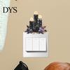Retro Dark Fairy Tale Wall Decals Black Candle Pumpkin Skull Light Switch Sticker, Halloween Creative Refrigerator Sticker Decor Removable Decal,