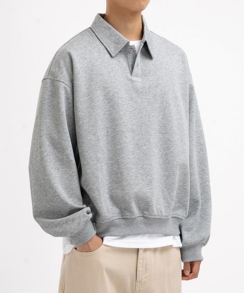 UNDEROFF Daily Button Collar Sweatshirt White Melange