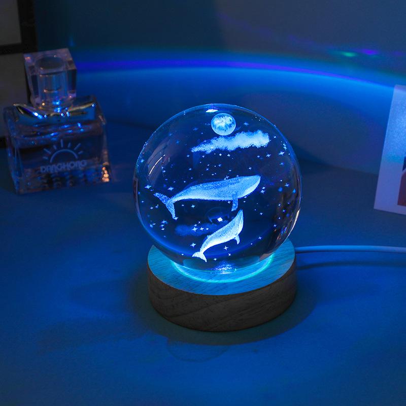 Laser-Engraved Luminous Jellyfish Crystal Night Light - Perfect Birthday Gift for Girls and Best Friends