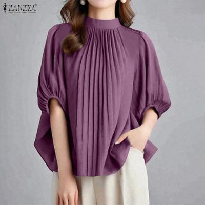 Women Summer Round Neck Casual Half Sleeve Blouse