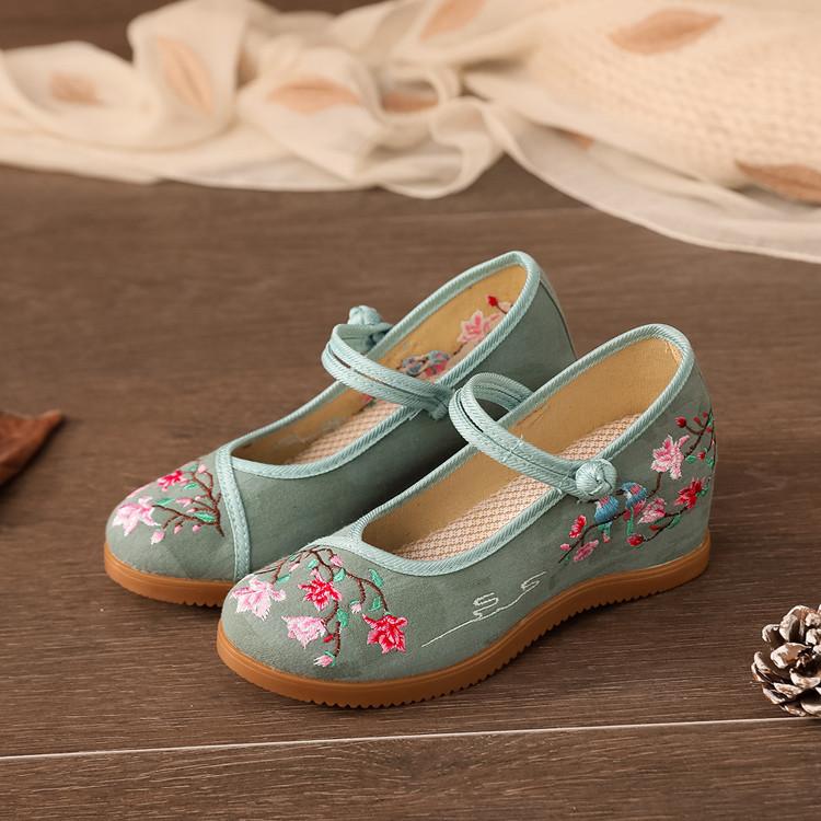 Fashion Chinese - Style Embroidered Wedge Mary Janes | Hanfu & Qipao - Friendly Daily Commute Ancient - Style Shoes