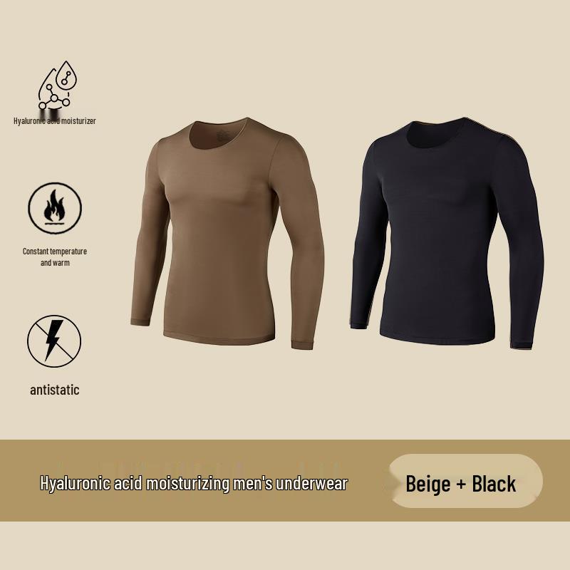Men’s Ultra-Thin Seamless Self-Heating Thermal Underwear Set - Skin-Enhancing with Hyaluronic Acid for Autumn/Winter