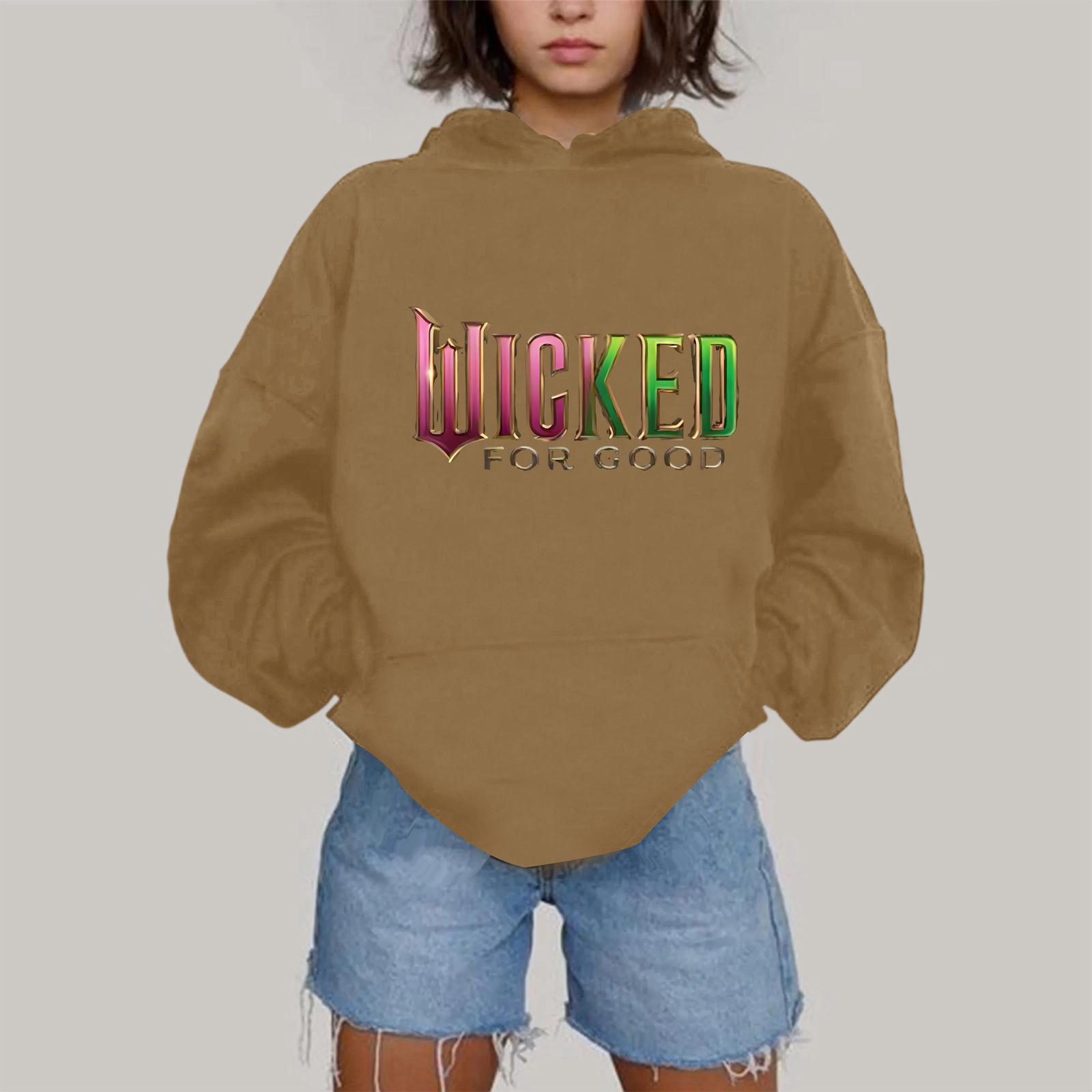 

Женская модная повседневная толстовка с капюшоном, длинным рукавом и принтом M верблюд