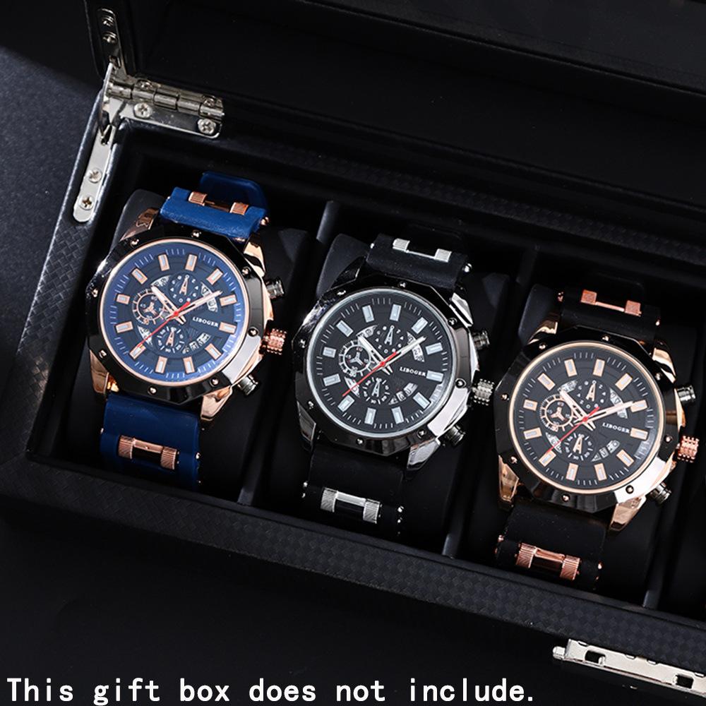 3-Piece Men S Watch Classic Round Dial Fashion Silicone Quartz Men S Watch Set