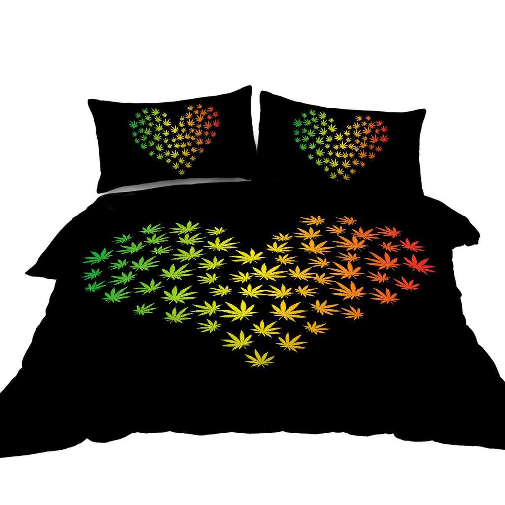 Bohemian Green Bedding Three-Piece Quilt Cover