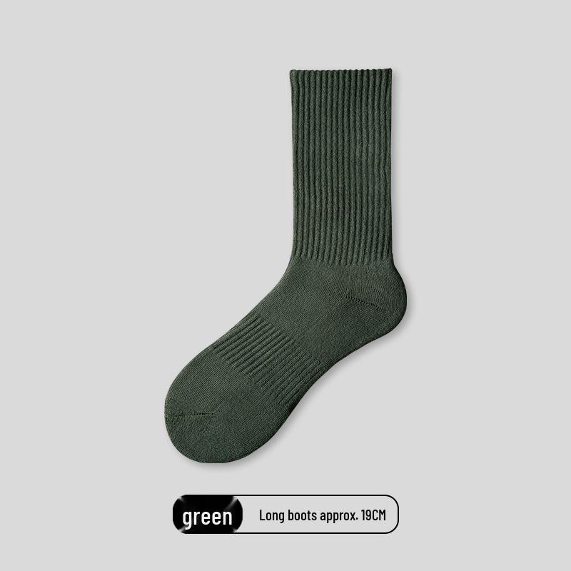 Men's Antibacterial Odor-Resistant Combed Cotton Mid-Calf Socks – Autumn/Winter, Sweat-Absorbent, Thin, Solid Color, White for Sports