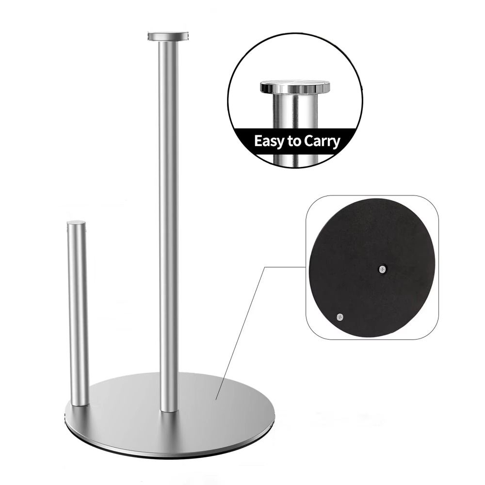 Non-Slip Paper Towel Stand Stainless Steel Kitchen Roll Dispenser Paper Towel Holder  Bathroom