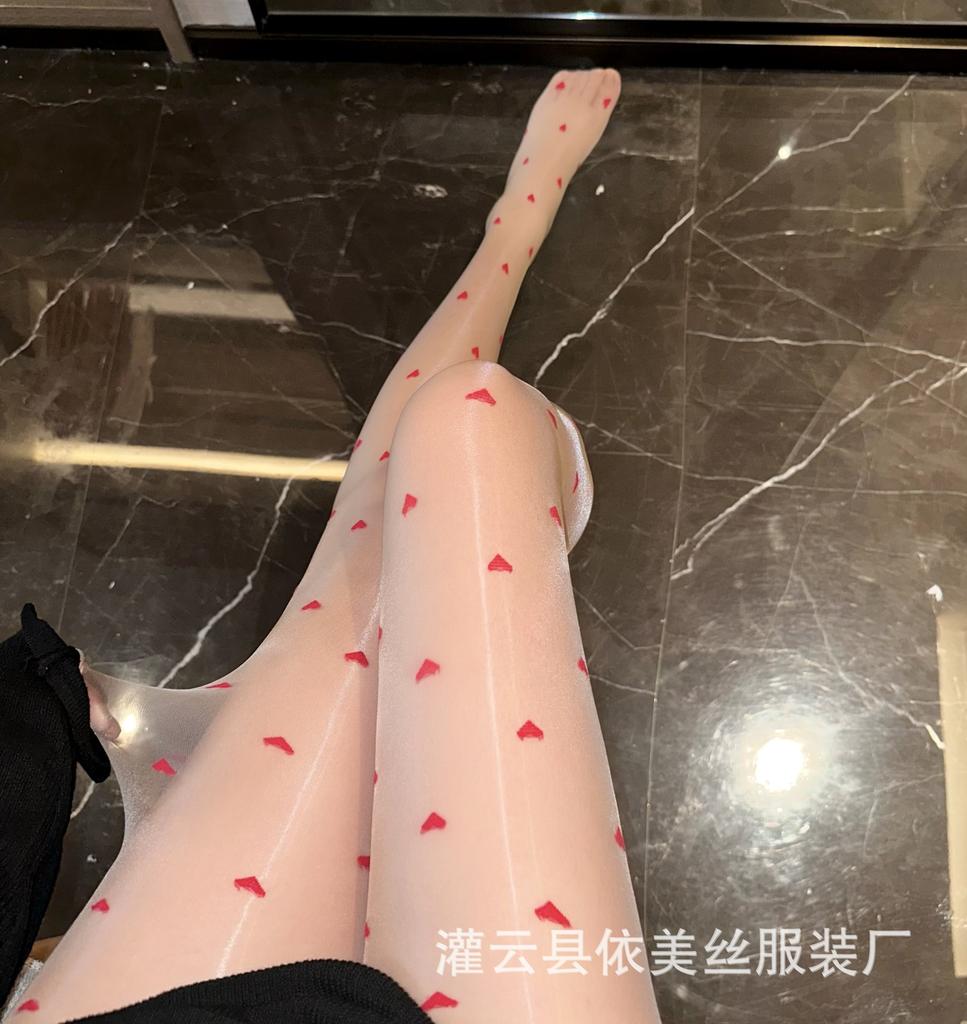 Man desire sex stockings love oily pantyhose heart-shaped dot pure desire black stockings silky open crotch 4001