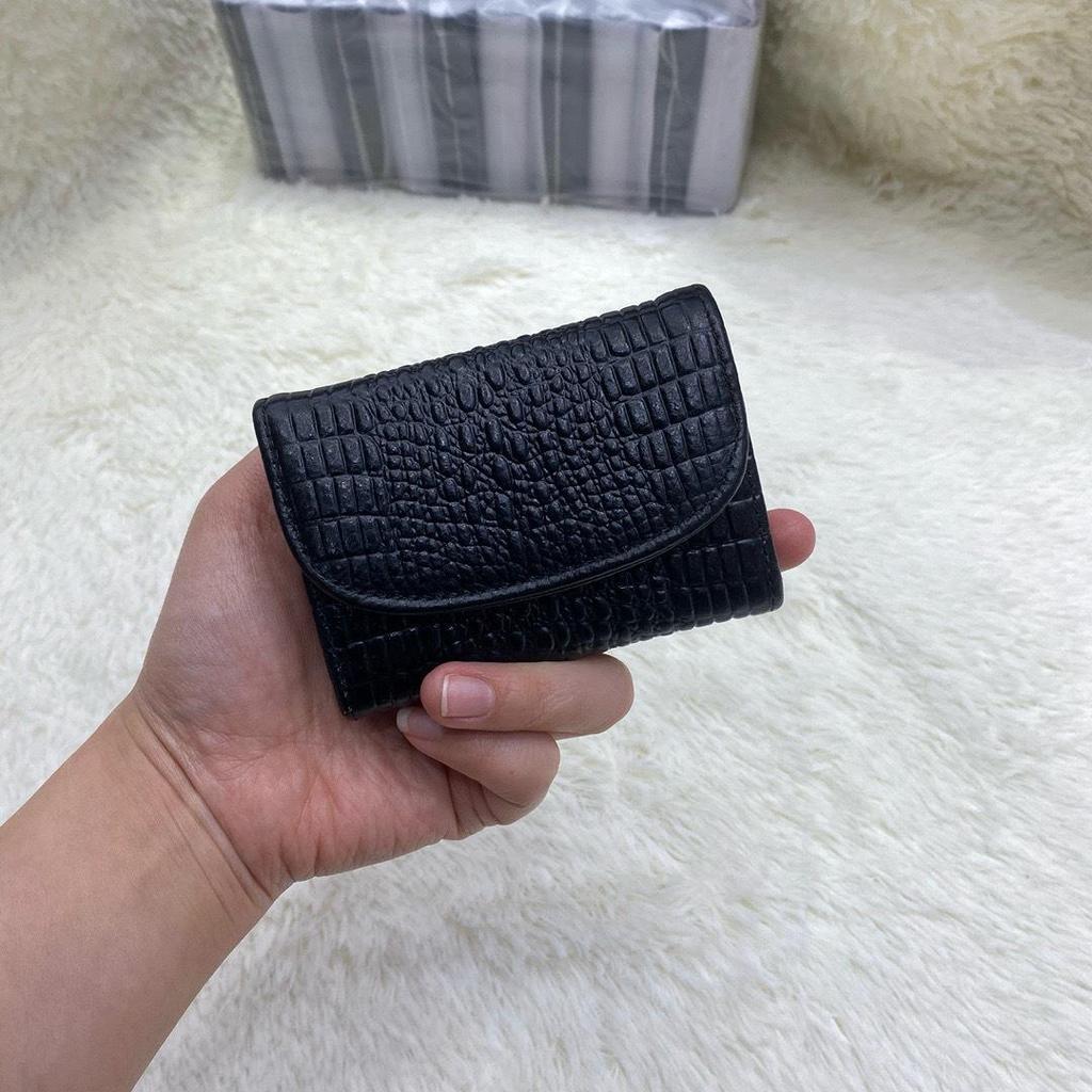 2025 Genuine Leather Ladies Accordion Card Holder & Coin Purse - Embossed Short Wallet