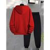 Motorcycle Pattern Printed Hooded Sweatshirt Set for Men Drawstring Sweatpants Trendy Casual Sports Versatile Two Piece Set