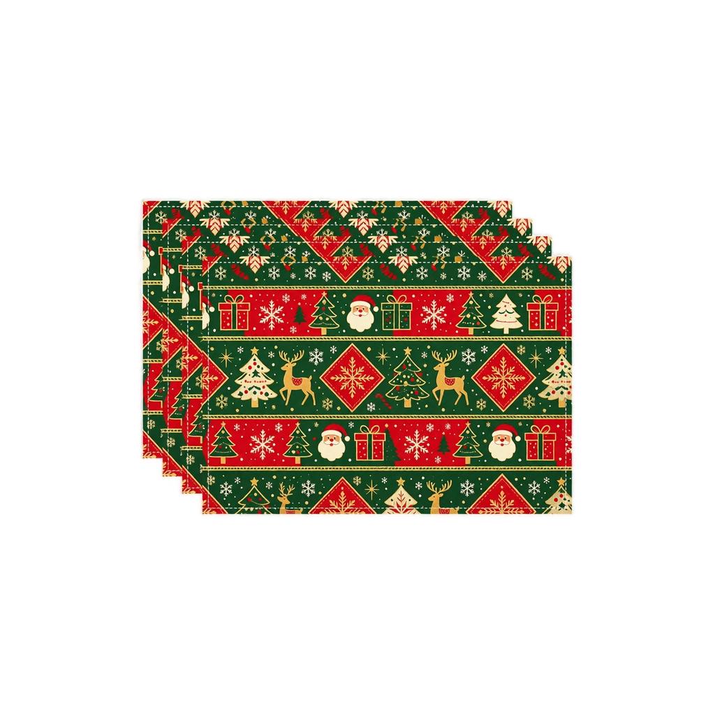 Christmas Theme Printed Placemats for Holiday Party Table Decor and Heat Table Mats