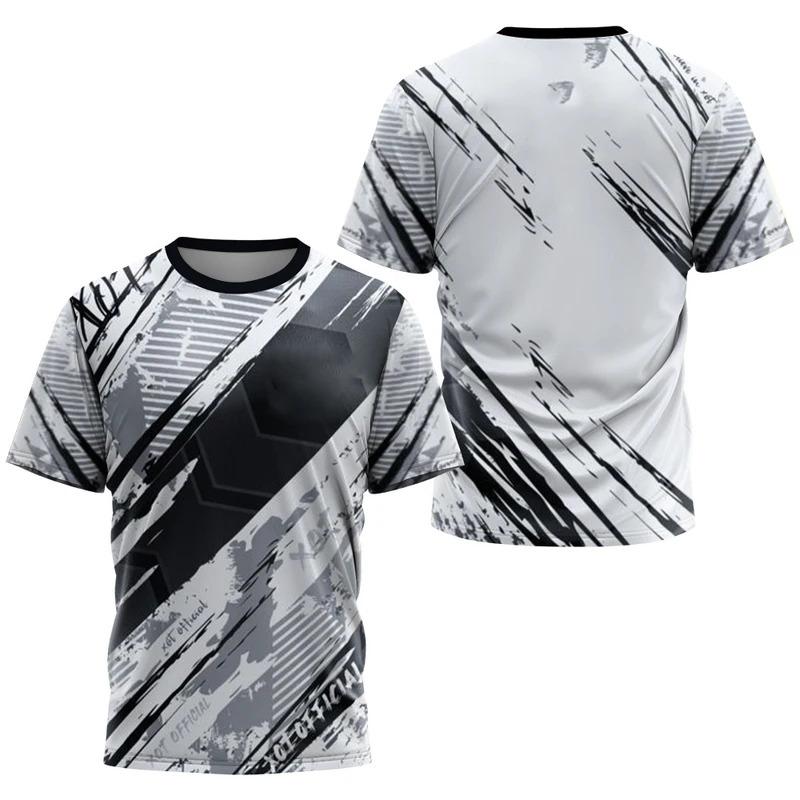 Fashionable Gradient Striped Printed T-shirt Men s Badminton and Table Tennis Training Suit Summer Casual Sports Fitness Short Sleeved Tops M