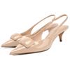 Zara Pu Elegant Pointed Toe Patent Leather Open Back Mule Stiletto High Heels 6Cm Women High Heels Beige 12223510098
