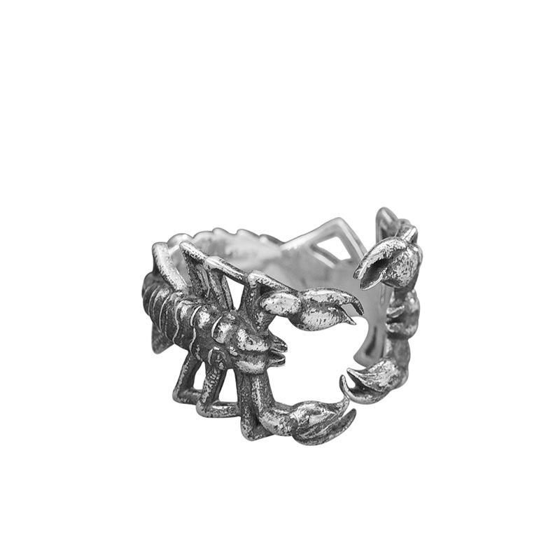 Buyee 925 Sterling Silver Male Big Ring Finger Cute Scorpion Open Ring for Woman Man Fashion Animal Punk Fine Jewelry Circle