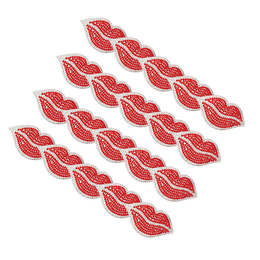 20Pcs Red Lip Rhinestones Resin Crystal Hot Diamond Pattern Clothing Decoration DIY Accessories