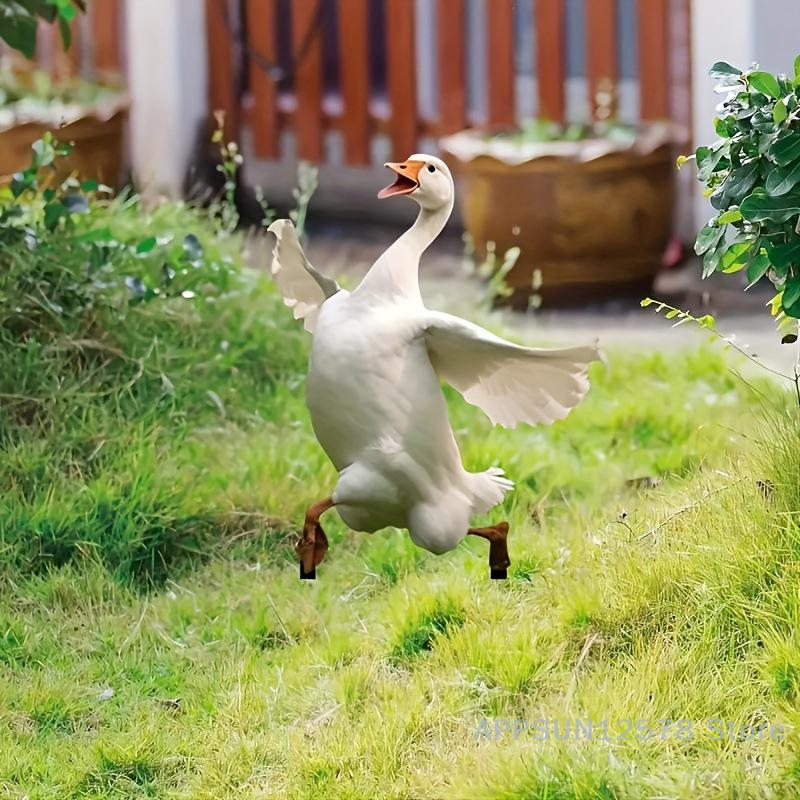 30*45cm Gans Acryl Gartenstecker Niedliche Gans Statue Gartendekorationen Rasen Topfpflanzendekoration Blumentopf Verzierung
