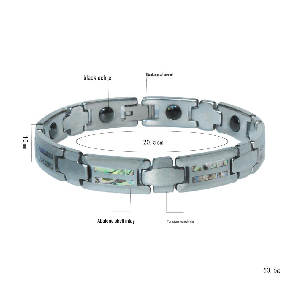 Tungsten Gold Ceramic Men's Magnetic Bangle: Scratch-Resistant, Waterproof, Colorful Shell Inlay
