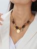 Retro High-End Color Block Resin Beaded Gold-Plated Enamel Oval Portrait Jewelry Set
