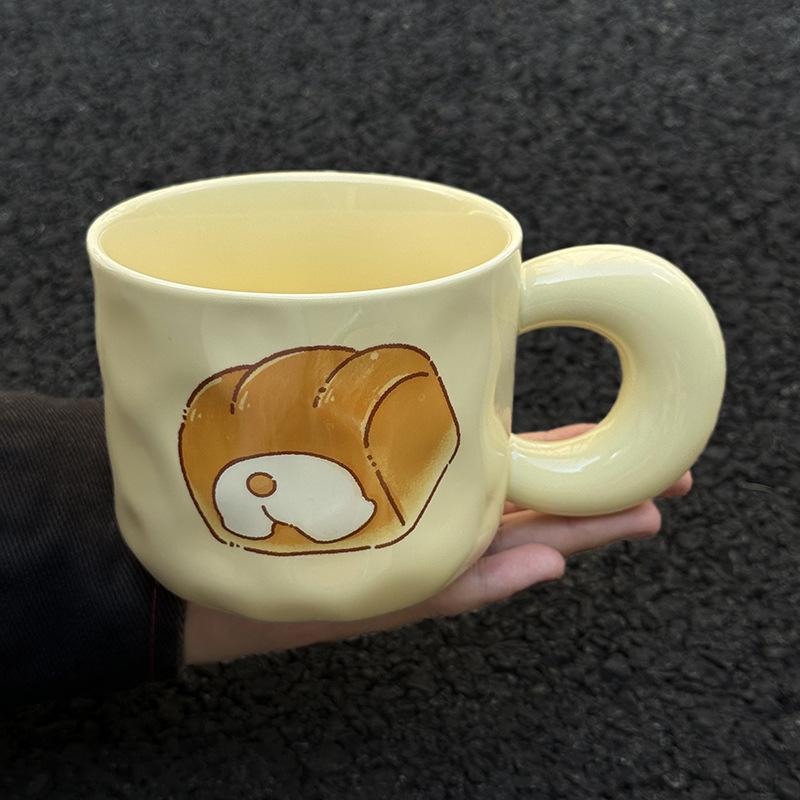 Cute cute mug birthday gift girl gives girlfriend creative practical cup large capacity ceramic cup with lid