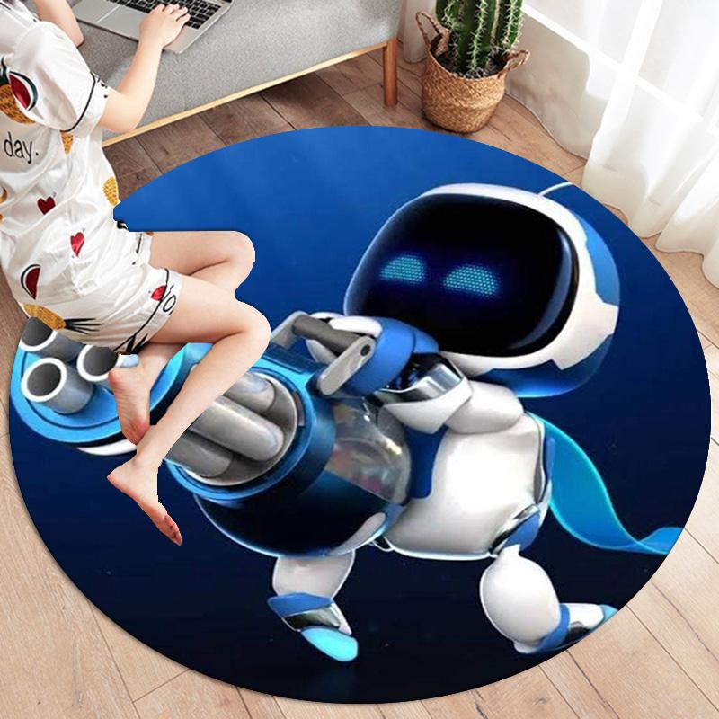 Tappeto Rotondo ASTRO BOT, Tappeto per Soggiorno Camera da Letto Divano Sala Giochi Decorazione, Tappetino Antiscivolo