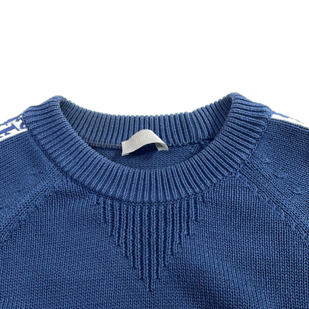 Dior [Domestic Regular] 943M672AT072 Oblique Line Crew Neck Knit Sweater/ Tops XS NavyUsed