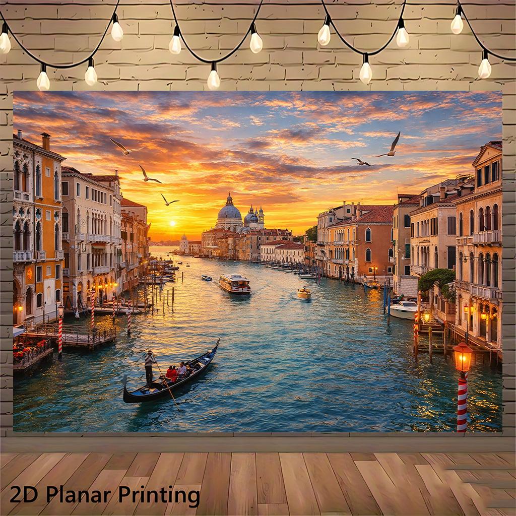 2D plane, 1 piece of Venetian water town, suitable for living room, a place for parties, a room for young people