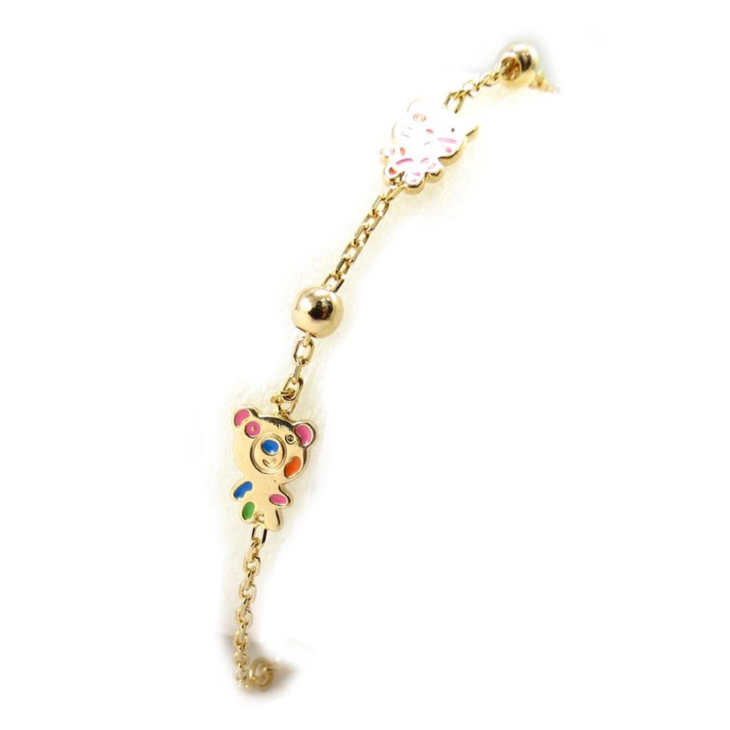 Altesse [K6361] - Multicolored 'Animals' Gold-plated Bracelet