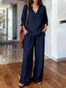 Women S Long Sleeve Solid Color Loose Casual Two Piece Set
