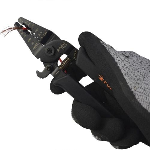 Fujiya FA203S Mini Precision Electrical Pliers for Faston Terminals, 0.3mm?/0.5mm?/20AWG/22AWG, Size Labeled on Both Sides, with Stripping and Cutting